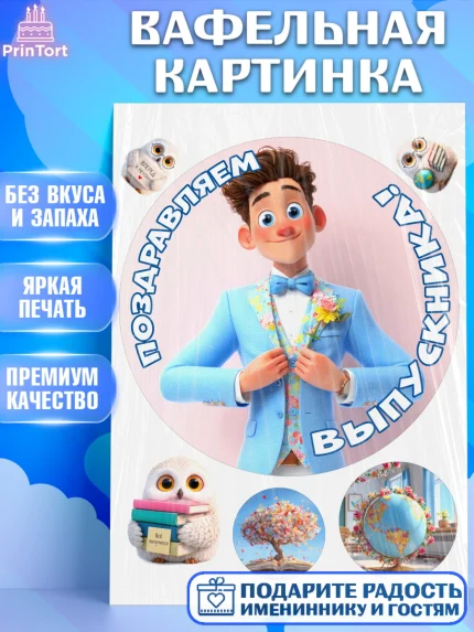 Вафельная картинка, Выпускной в школе, Прикольные поздравления с выпускным в школе, Девочка, арт. PT223507