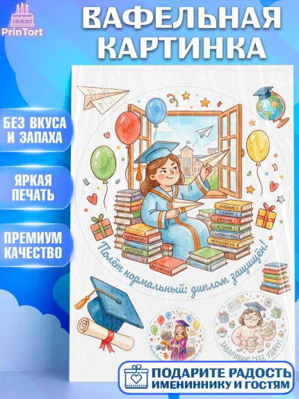 Вафельная картинка, Выпускной в университете, Прикольные поздравления с выпускным в университете, арт. PT223561