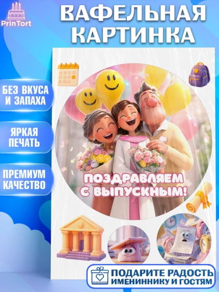 Вафельная картинка, Выпускной в университете, Прикольные поздравления с выпускным в университете, арт. PT223563