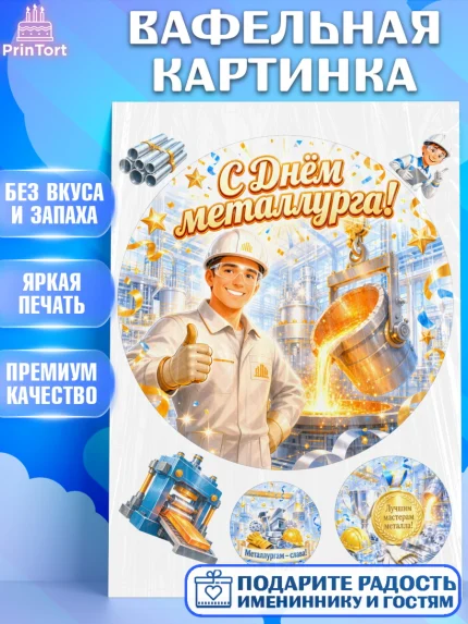 Вафельная картинка, День Металлурга, Поздравление с Днём Металлурга, Девушка, арт. PT223598