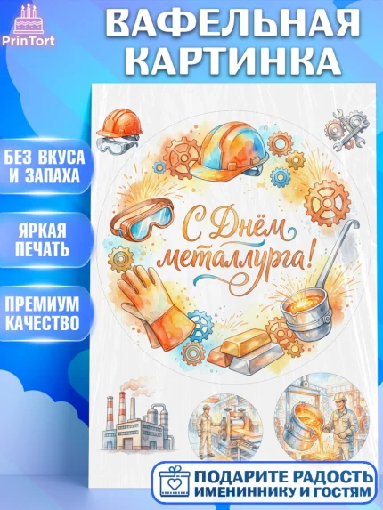 Вафельная картинка, День Металлурга, Поздравление с Днём Металлурга, Девушка, арт. PT223599