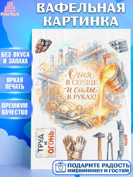 Вафельная картинка, День Металлурга, Поздравление с Днём Металлурга, Девушка, арт. PT223600