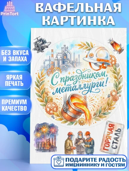 Вафельная картинка, День Металлурга, Поздравление с Днём Металлурга, Девушка, арт. PT223601