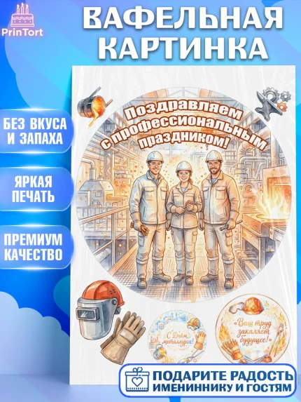 Вафельная картинка, День Металлурга, Поздравление с Днём Металлурга, Девушка, арт. PT223602
