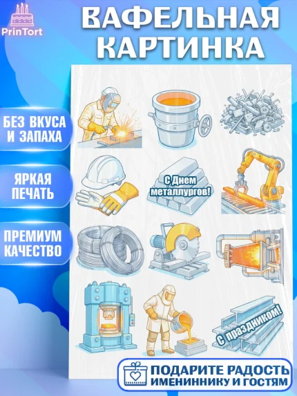 Вафельная картинка, День Металлурга, Поздравление с Днём Металлурга, Девушка, арт. PT223606