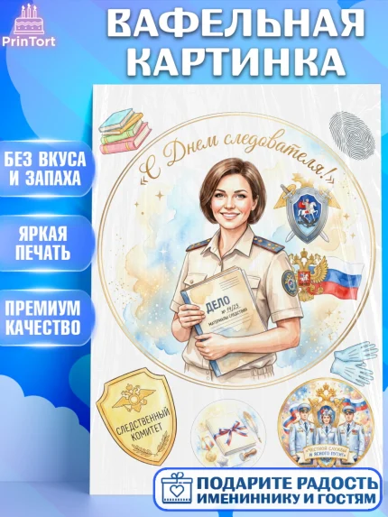 Вафельная картинка, День Следователя, Поздравление с Днём Следователя, Девушка, арт. PT223654