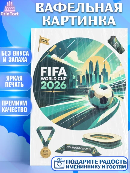 Вафельная картинка, Чемпионат Мира по Футболу, футбол, мяч, FIFA, стадион, Девочка, арт. PT224116