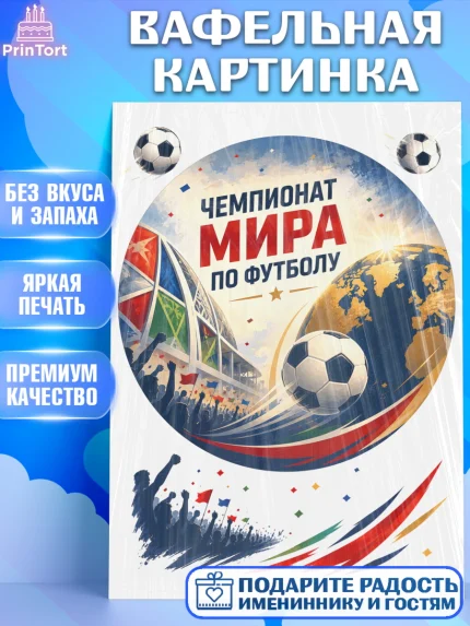 Вафельная картинка, Чемпионат Мира по Футболу, футбол, мяч, FIFA, стадион, Девочка, арт. PT224120