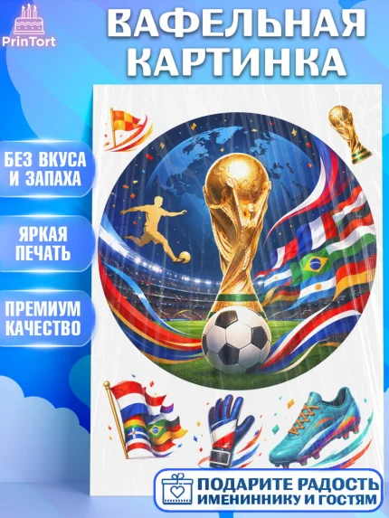 Вафельная картинка, Чемпионат Мира по Футболу, футбол, мяч, FIFA, стадион, Девочка, арт. PT224121