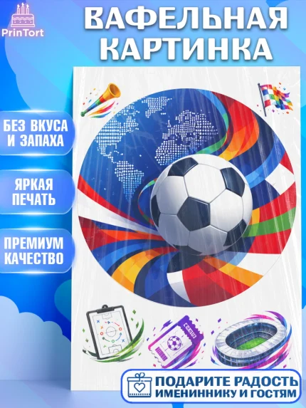 Вафельная картинка, Чемпионат Мира по Футболу, футбол, мяч, FIFA, стадион, Девочка, арт. PT224122