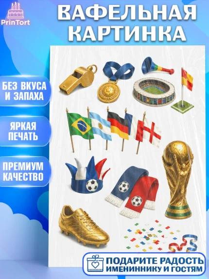 Вафельная картинка, Чемпионат Мира по Футболу, футбол, мяч, FIFA, стадион, Девочка, арт. PT224132
