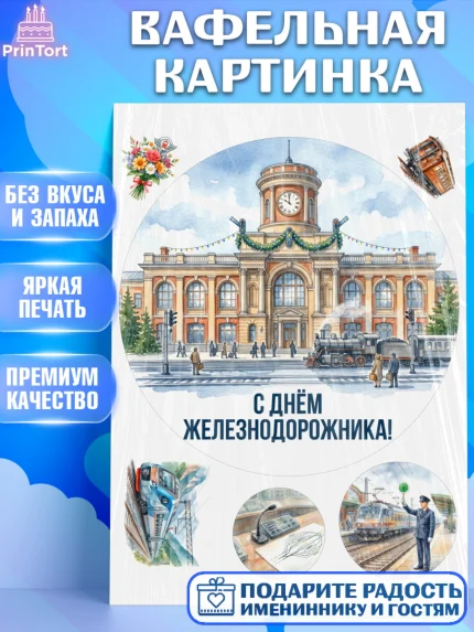 Вафельная картинка, День Железнодорожника!, Поздравдение с Днём Железнодорожника!, Девушка, арт. PT224137