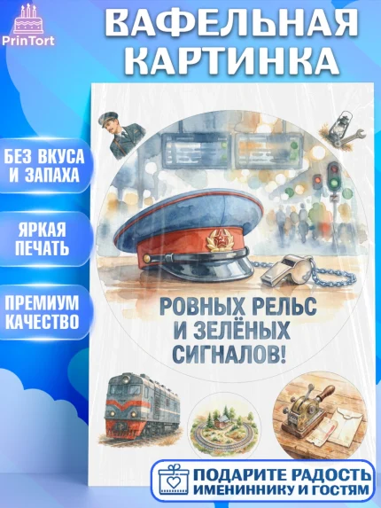 Вафельная картинка, День Железнодорожника!, Поздравдение с Днём Железнодорожника!, Девушка, арт. PT224141