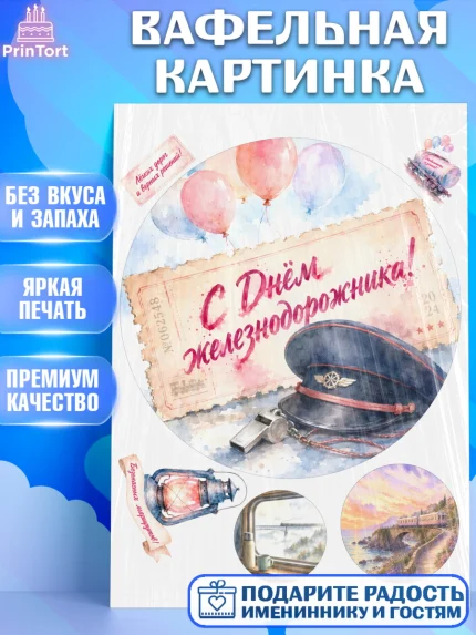 Вафельная картинка, День Железнодорожника!, Поздравдение с Днём Железнодорожника!, Девушка, арт. PT224143