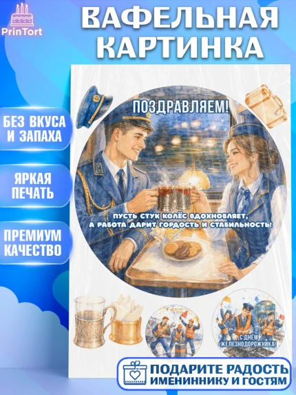 Вафельная картинка, День Железнодорожника!, Поздравдение с Днём Железнодорожника!, Девушка, арт. PT224147