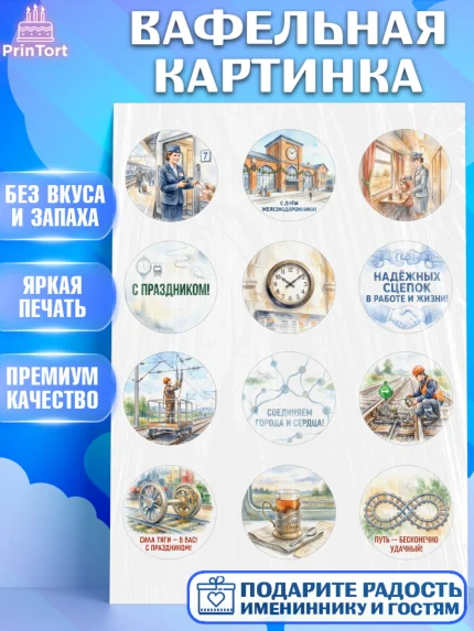 Вафельная картинка, День Железнодорожника!, Поздравдение с Днём Железнодорожника!, Девушка, арт. PT224149