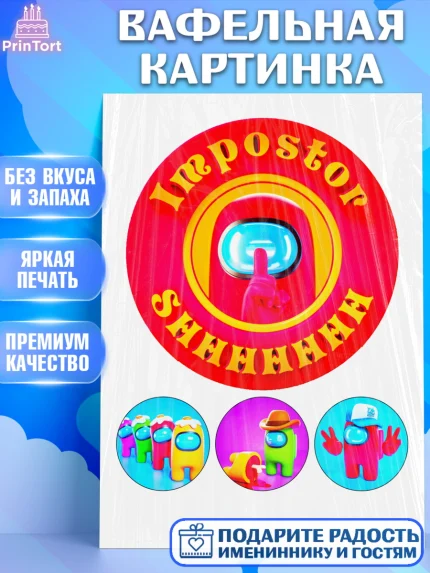 Вафельная картинка, Амонг Ас, Among Us, Девочка, День рождения, арт. PT224765