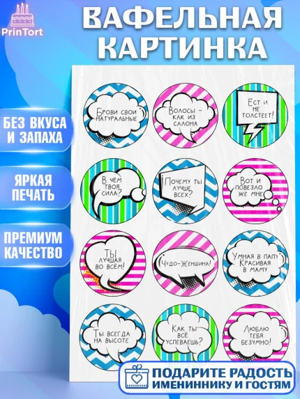 Вафельная картинка, Девушке, Девочка, День рождения, арт. PT224806