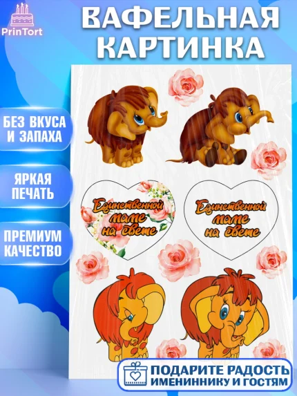 Вафельная картинка, Маме, Девушка, День рождения, арт. PT224820