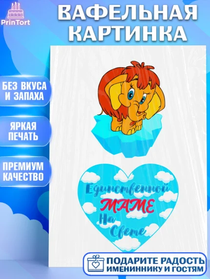 Вафельная картинка, Маме, Девушка, День рождения, арт. PT224975