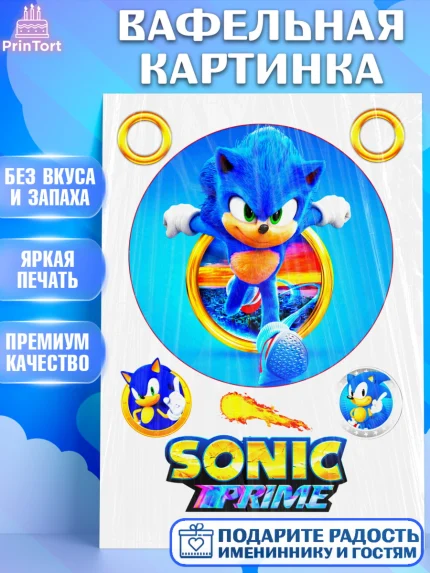 Вафельная картинка, Соник, Sonic, Девочка, День рождения, арт. PT225150