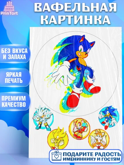 Вафельная картинка, Соник, Sonic, Девочка, День рождения, арт. PT225151