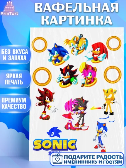 Вафельная картинка, Соник, Sonic, Девочка, День рождения, арт. PT225153