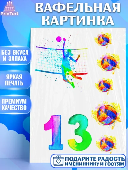 Вафельная картинка, Волейбол, Спорт, Девочка, День рождения, арт. PT225184
