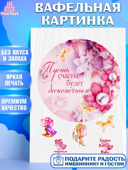 Вафельная картинка, с днем рождения, Девочка, День рождения, арт. PT225366