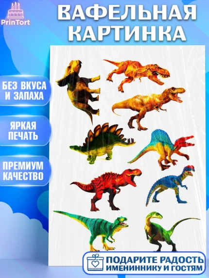 Вафельная картинка, Динозавры, Девочка, День рождения, арт. PT225434