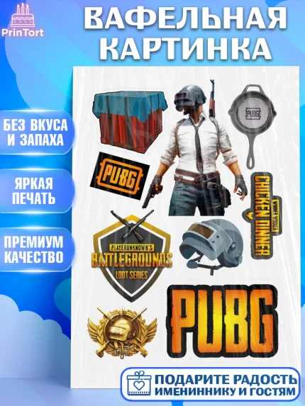 Вафельная картинка, ПАБГ, PUBG Buttlegrounds, Мальчик, День рождения, арт. PT225532
