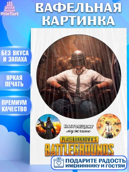 Вафельная картинка, ПАБГ, PUBG Buttlegrounds, Мальчик, День рождения, арт. PT225536