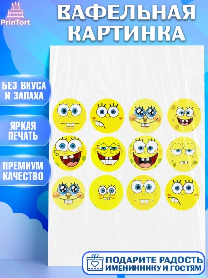 Вафельная картинка, Губка Боб, Девочка, День рождения, арт. PT225704