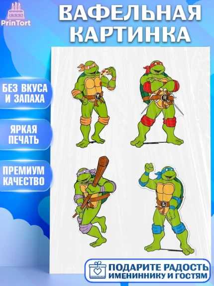 Вафельная картинка, Черепашки-ниндзя, Мальчик, День рождения, арт. PT225708