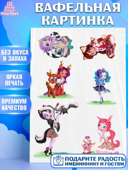 Вафельная картинка, Энчантималс, Девочка, День рождения, арт. PT225766