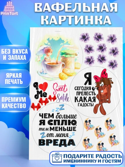 Вафельная картинка, Девушка, Бенто Торт, Девочка, День рождения, арт. PT225879