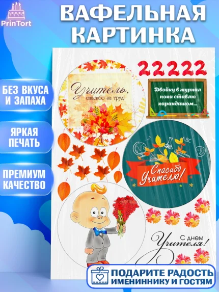 Вафельная картинка, день учителя, Бенто Торт, Девушка, День рождения, арт. PT225891