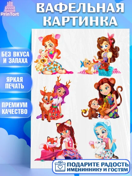 Вафельная картинка, Энчантималс, Девочка, День рождения, арт. PT226240