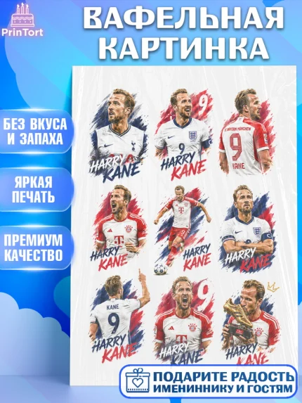 Вафельная картинка, Гари Кейн, Футболист Гари Кейн, Девочка, Без конкретного повода, арт. PT226365