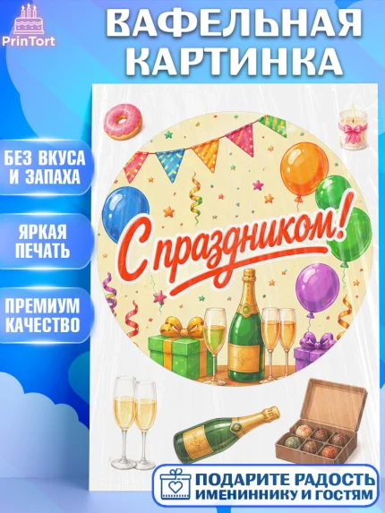 Вафельная картинка, с днем рождения, Девочка, День рождения, арт. PT226955