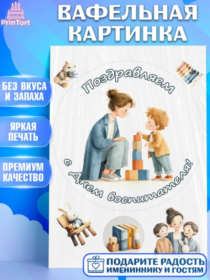 Вафельная картинка, День Воспитателя, Мальчик, арт. PT227400
