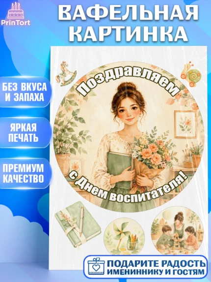Вафельная картинка, День Воспитателя, Мальчик, арт. PT227403