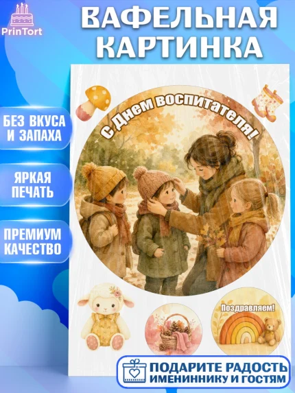 Вафельная картинка, День Воспитателя, Мальчик, арт. PT227404