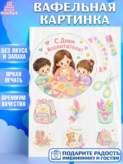 Вафельная картинка, День Воспитателя, Мальчик, арт. PT227410