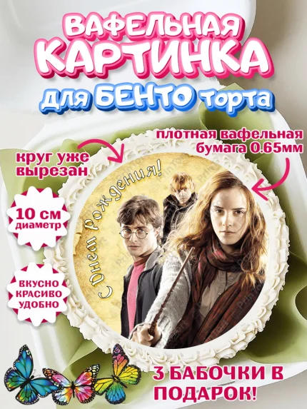Вафельный круг для Бенто 10см, Гарри Поттер, Harry Potter, Девочка, День рождения, арт. PT301341