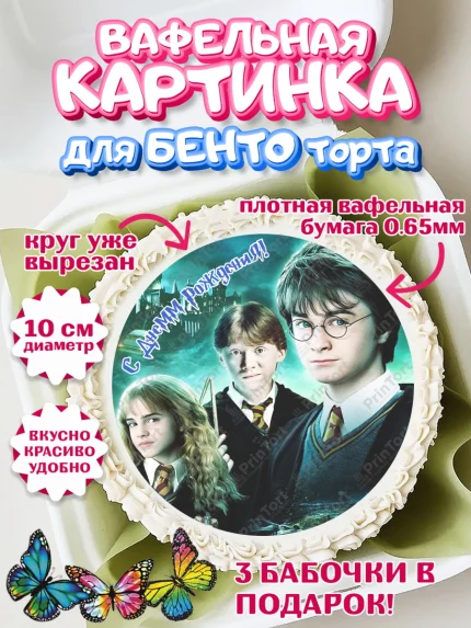 Вафельный круг для Бенто 10см, Гарри Поттер, Harry Potter, Девочка, День рождения, арт. PT301358