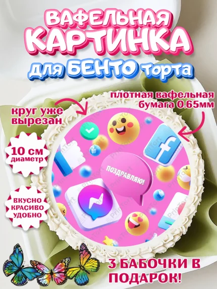 Вафельный круг для Бенто 10см, ТикТок, TikTok, Девочка, День рождения, арт. PT301512