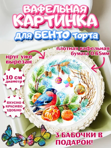 Вафельный круг для Бенто 10см, Новый год, Девочка, арт. PT301707