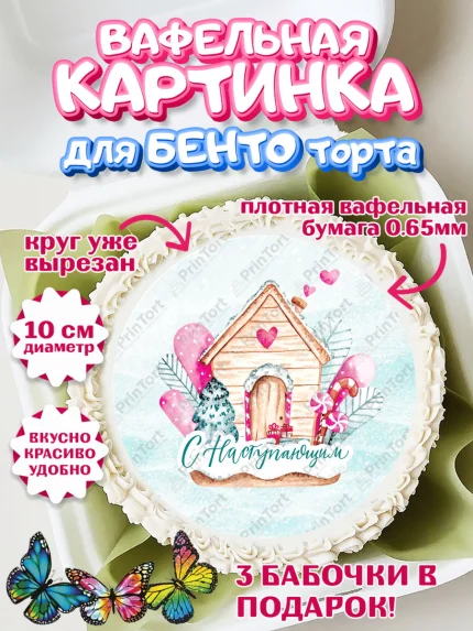 Вафельный круг для Бенто 10см, Новый год, Девочка, арт. PT301855
