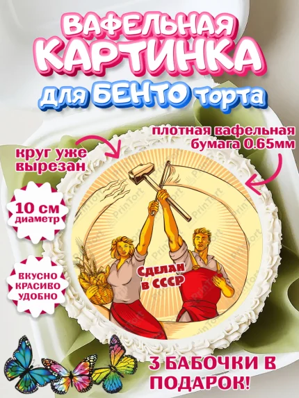 Вафельный круг для Бенто 10см, Сделан в СССР, Девочка, День рождения, арт. PT303535
